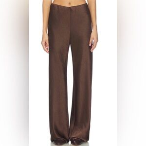 Vince Silk Chocolate Wide Leg Pants with pockets